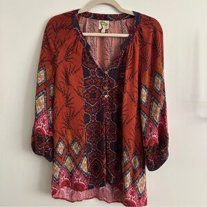 ✨3 for $18 ✨ Fig and Flower Multicolor Boho Peasant Blouse